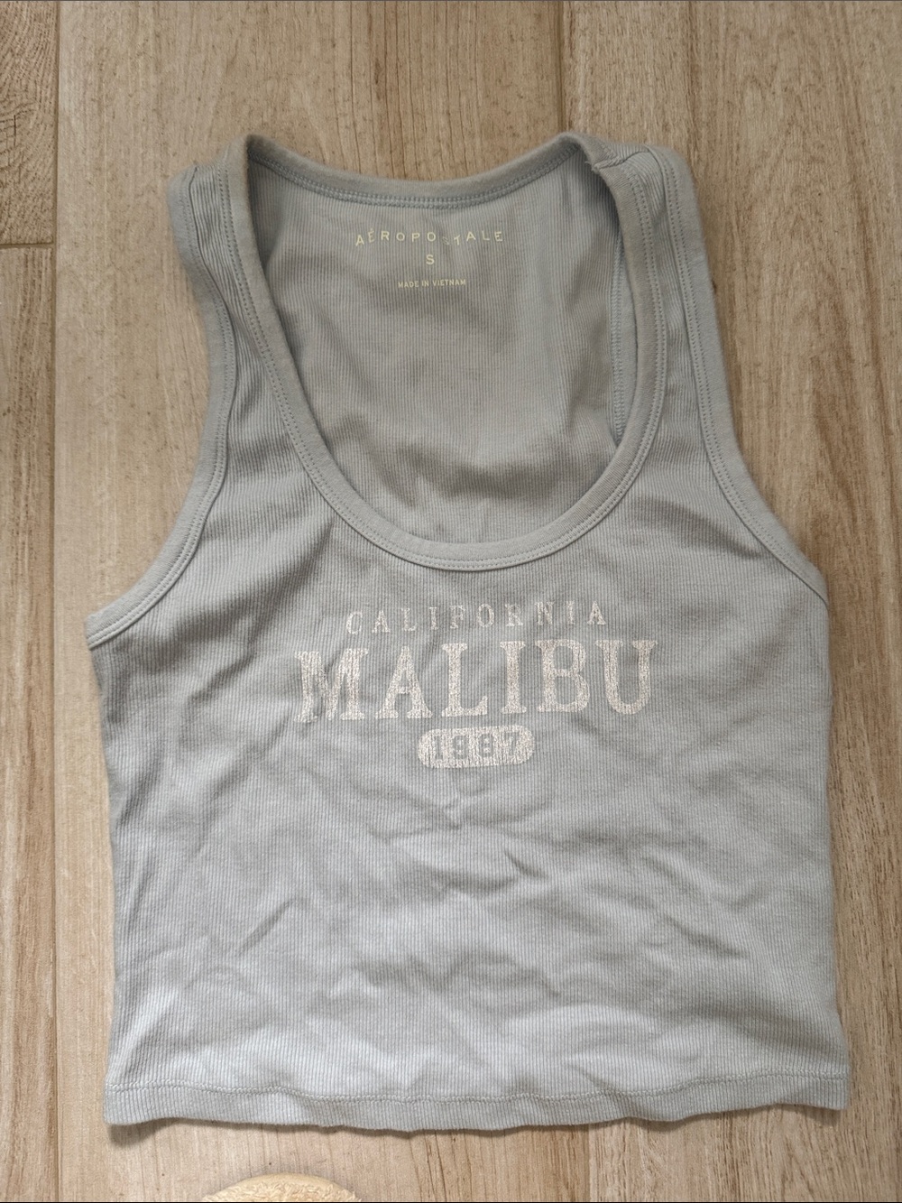 Aeropostale Light Gray 'Malibu' Graphic Ribbed Tank